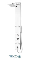 Evolo tempered glass shower column — 4 jets, pressure balanced / diverter
