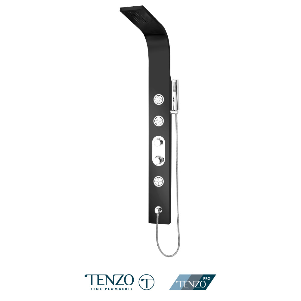 Evolo stainless steel shower column — 3 jets, pressure balanced / diverter