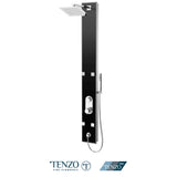 Evolo tempered glass shower column — 4 jets, pressure balanced / diverter