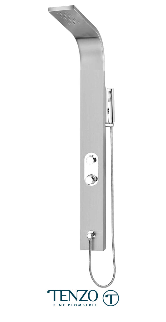 Evolo stainless steel shower column — 2 functions, pressure balanced / diverter
