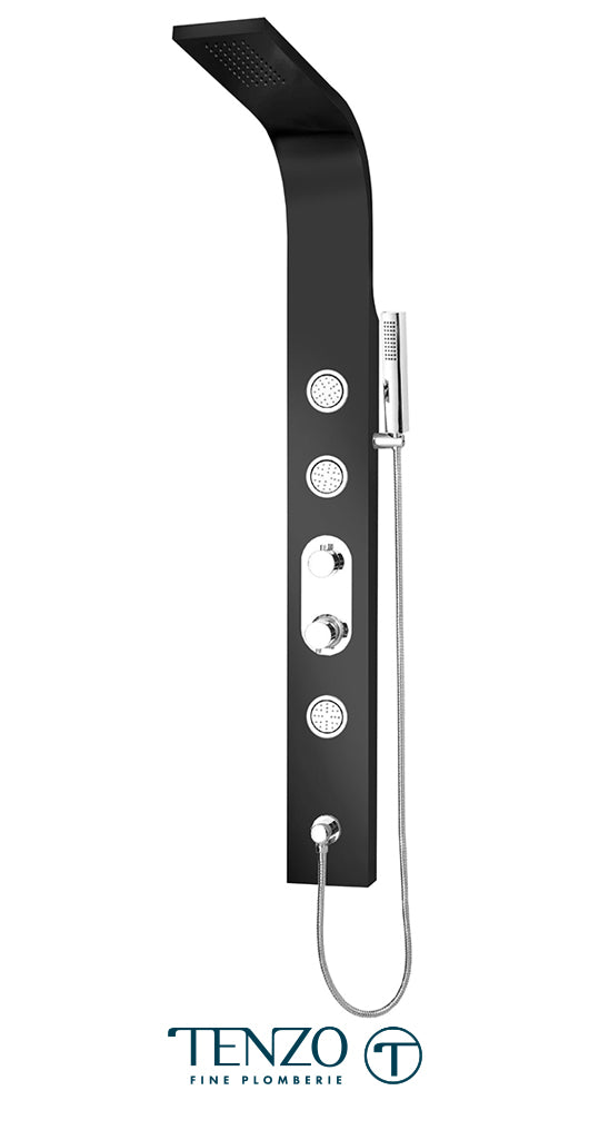 Evolo stainless steel shower column — 3 jets, pressure balanced / diverter