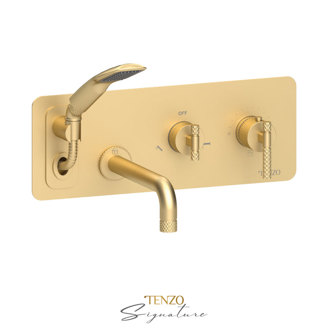 Trim for wall mount tub faucet with retractable hose Bellacio-C brushed gold