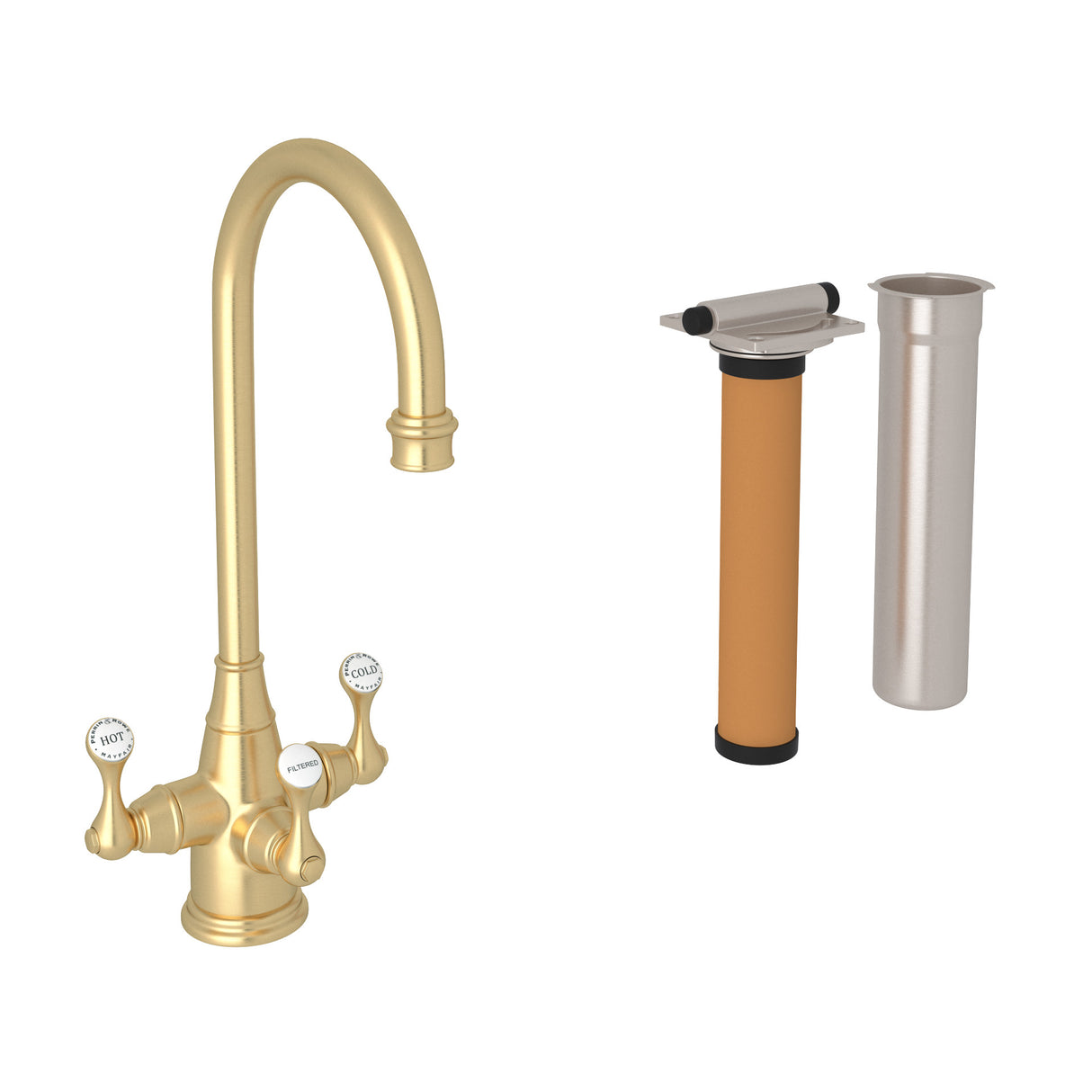 Georgian Era Three Handle Bar/Food Prep Filter Kitchen Faucet Kit