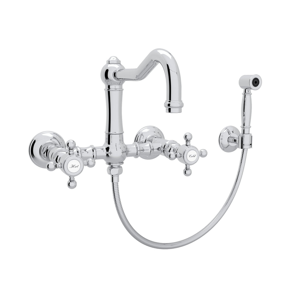 Acqui® Wall Mount Bridge Kitchen Faucet With Sidespray And Column Spout A1456xmws-2