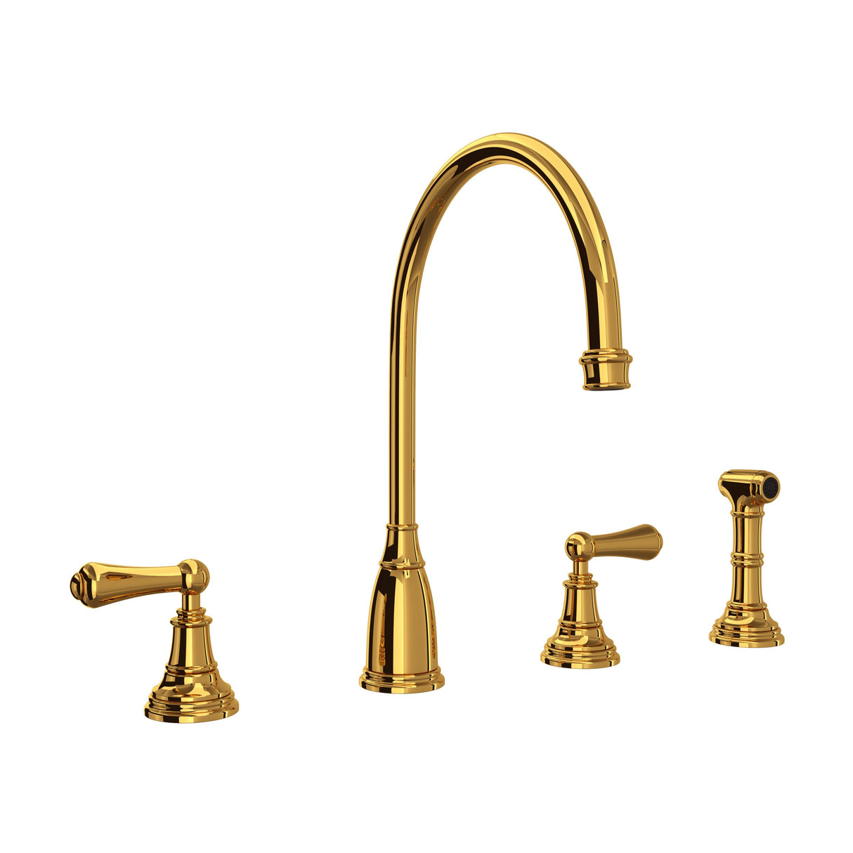 Georgian Era Two Handle Kitchen Faucet With Side Spray