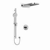 Type T/P (thermostatic/pressure balance) " coaxial 3-way system with hand shower rail and rain and cascade shower head