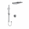 Type T/P (thermostatic/pressure balance) " coaxial 3-way system with hand shower rail and rain and cascade shower head