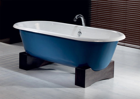 REGAL Cast Iron Bathtub with Wooden Base and Faucet Holes 2128-WW-6
