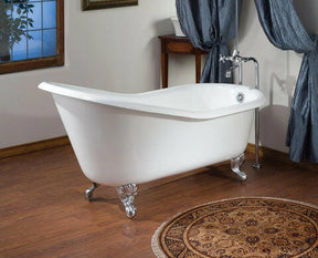 SLIPPER Cast Iron Bathtub with Faucet Holes 2159-WW-7