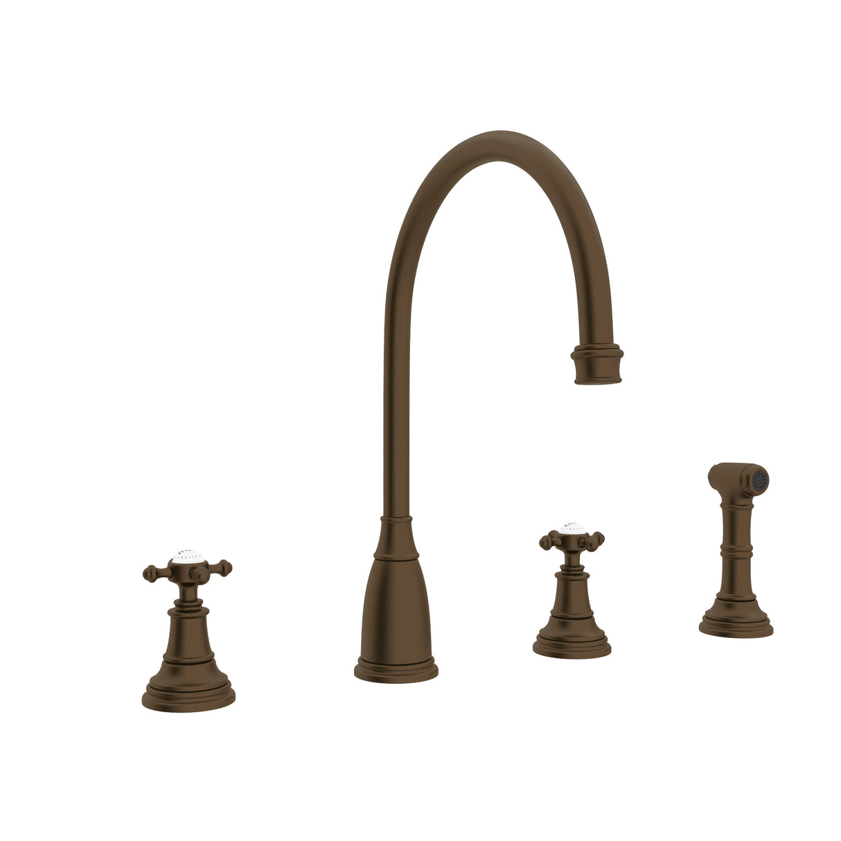 Georgian Era Two Handle Kitchen Faucet With Side Spray