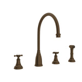 Georgian Era Two Handle Kitchen Faucet With Side Spray