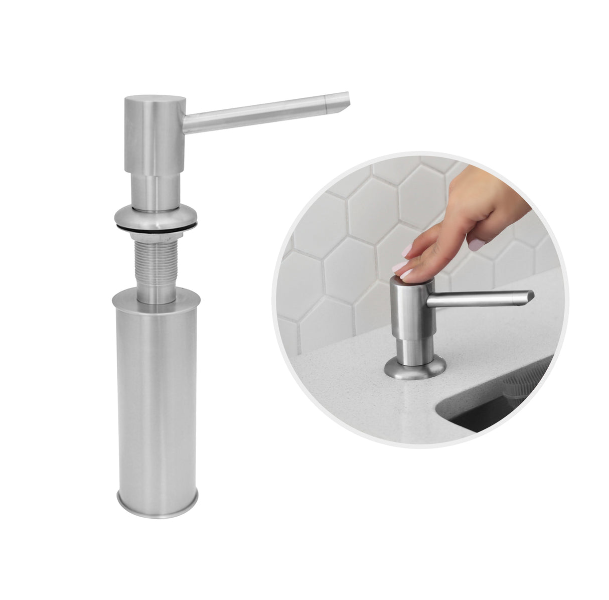 Stainless Steel Soap Dispenser for Kitchen Sink. Pump Liquid Hand Lotion Dispenser