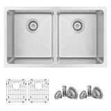 STYLISH 31 inch Double Bowl Undermount Stainless Steel Kitchen Sink