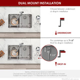 STYLISH 31 inch Double Bowl Undermount Stainless Steel Kitchen Sink