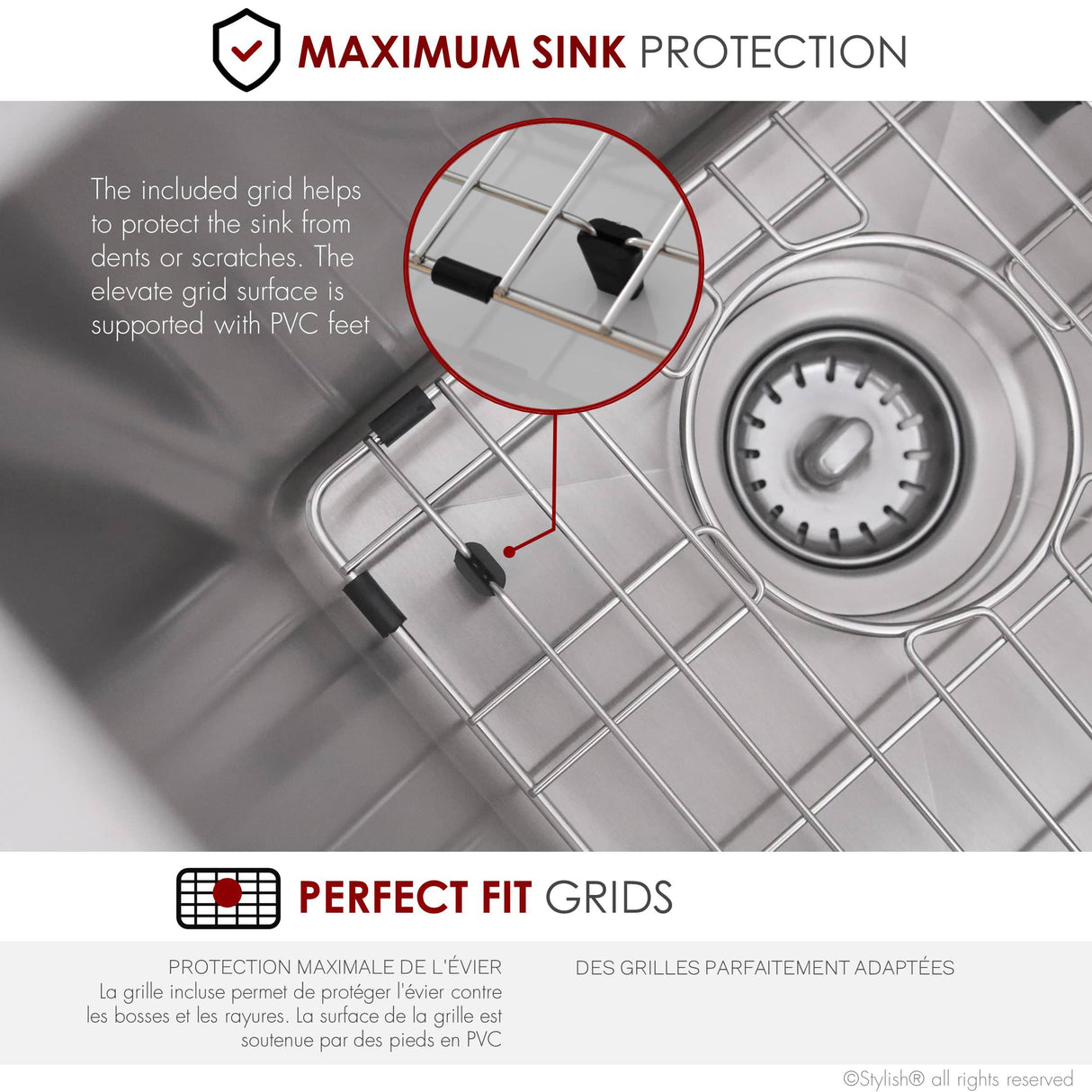 STYLISH 31 inch Double Bowl Undermount Stainless Steel Kitchen Sink