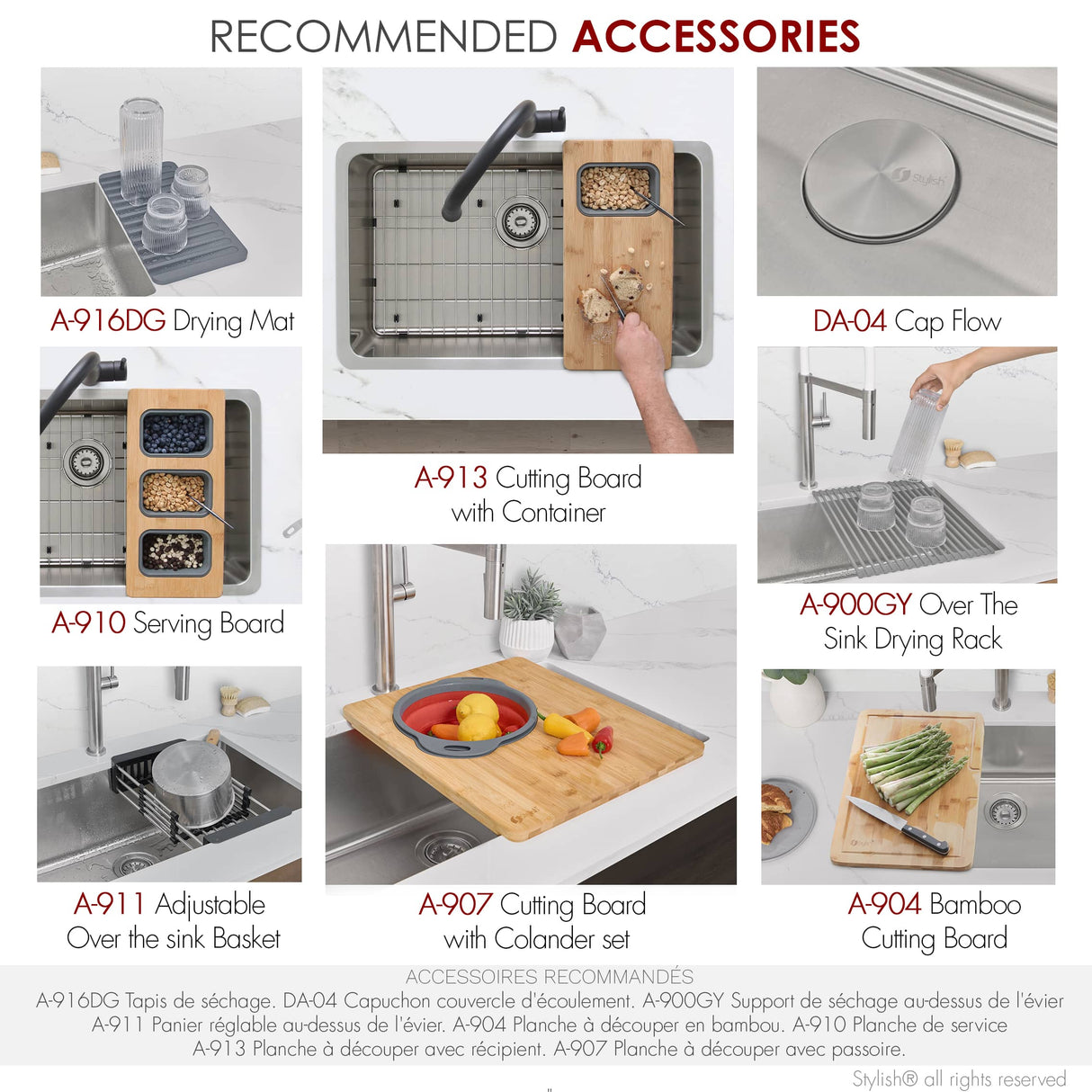 STYLISH 30 inch Single Bowl Undermount and Drop-in Stainless Steel Kitchen Sink