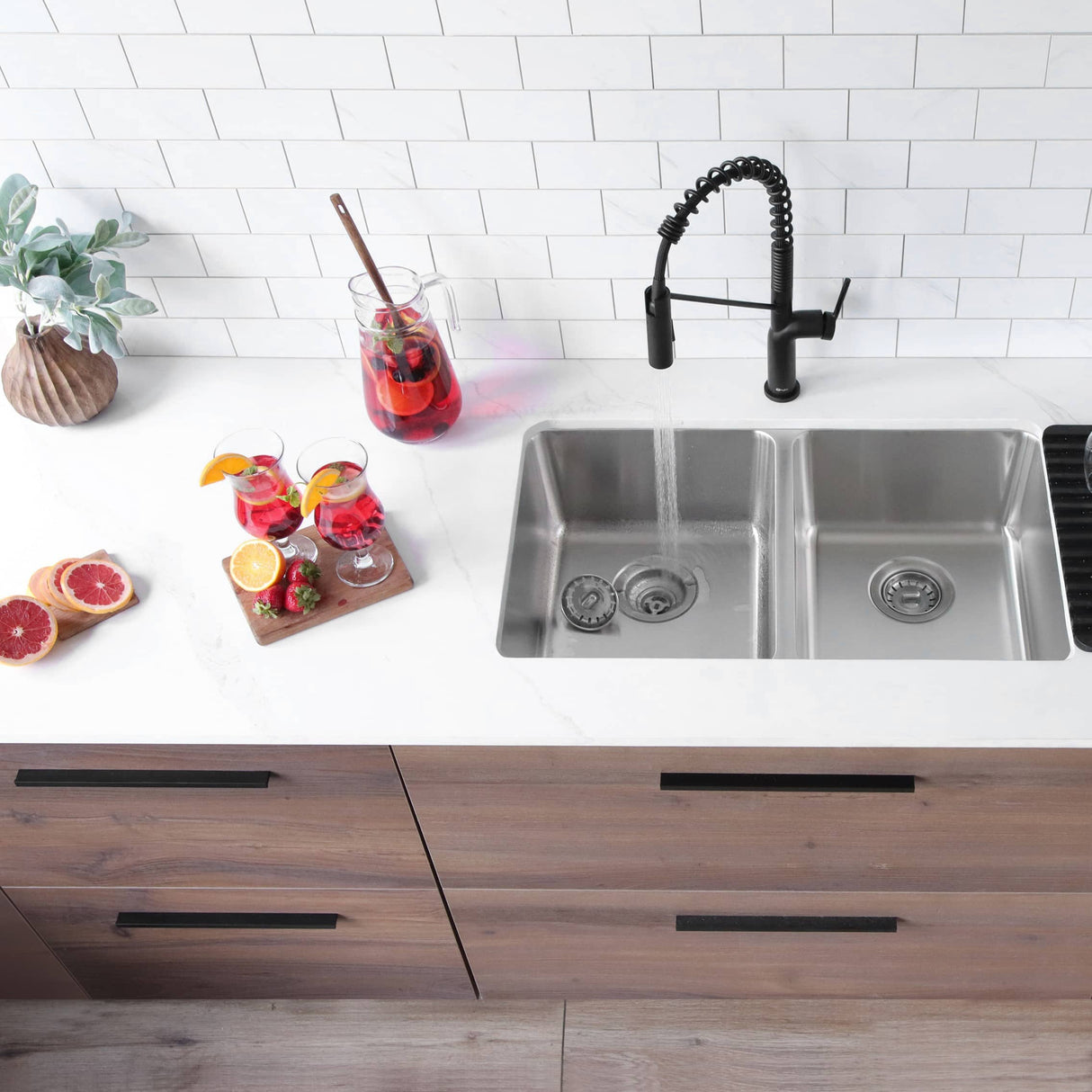 STYLISH 29 inch Double Bowl Undermount and Drop-in Stainless Steel Kitchen Sink