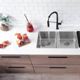 STYLISH 29 inch Double Bowl Undermount and Drop-in Stainless Steel Kitchen Sink