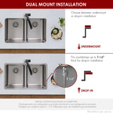 STYLISH 29 inch Double Bowl Undermount and Drop-in Stainless Steel Kitchen Sink