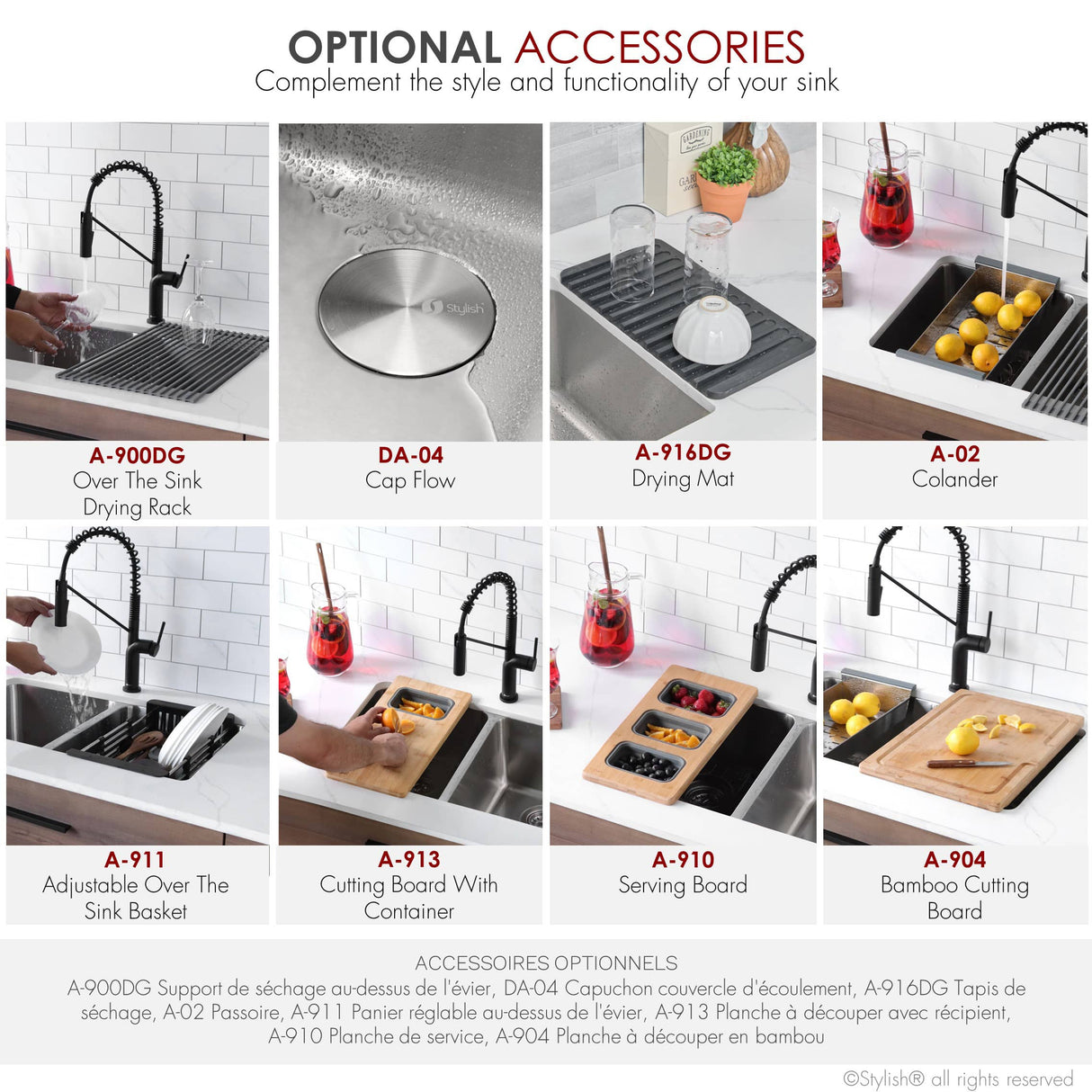 STYLISH 29 inch Double Bowl Undermount and Drop-in Stainless Steel Kitchen Sink