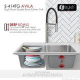 STYLISH 29 inch Double Bowl Undermount and Drop-in Stainless Steel Kitchen Sink