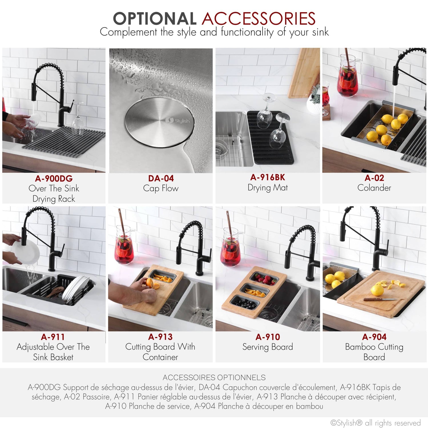 STYLISH 29 inch Double Bowl Undermount and Drop-in Stainless Steel Kitchen Sink