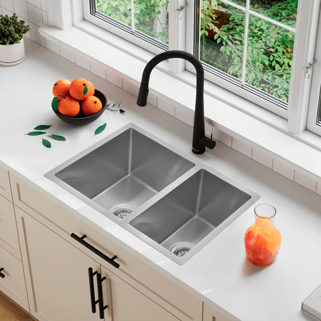 Dual Mount 25 inch 60/40 Double Bowl Kitchen Sink