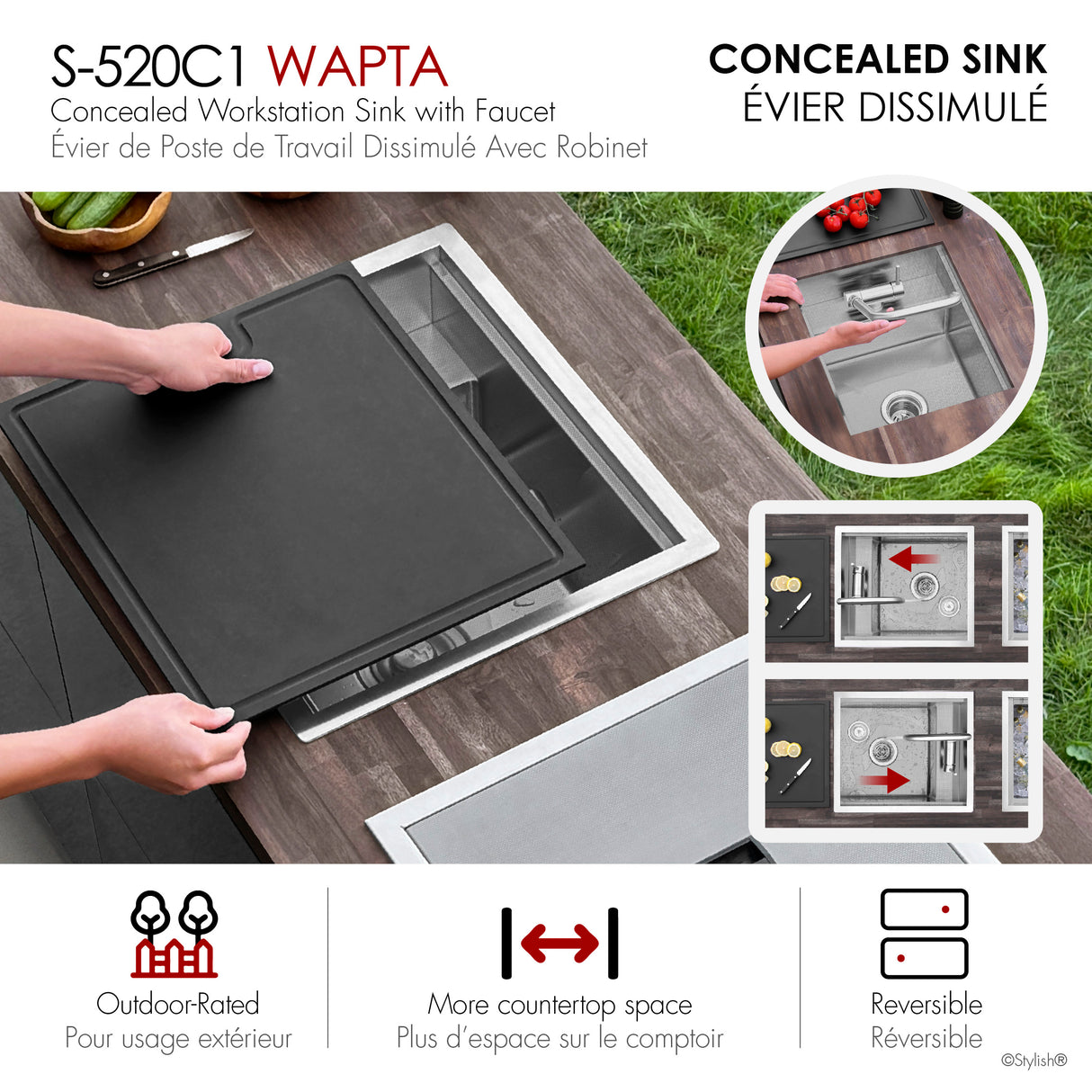 Concealed Dual Mount 20 inch Utility Sink, 1-Hole Prep Sink Dura-Tek Finish with Faucet.