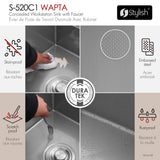 Concealed Dual Mount 20 inch Utility Sink, 1-Hole Prep Sink Dura-Tek Finish with Faucet.