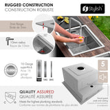 Concealed Dual Mount 20 inch Utility Sink, 1-Hole Prep Sink Dura-Tek Finish with Faucet.