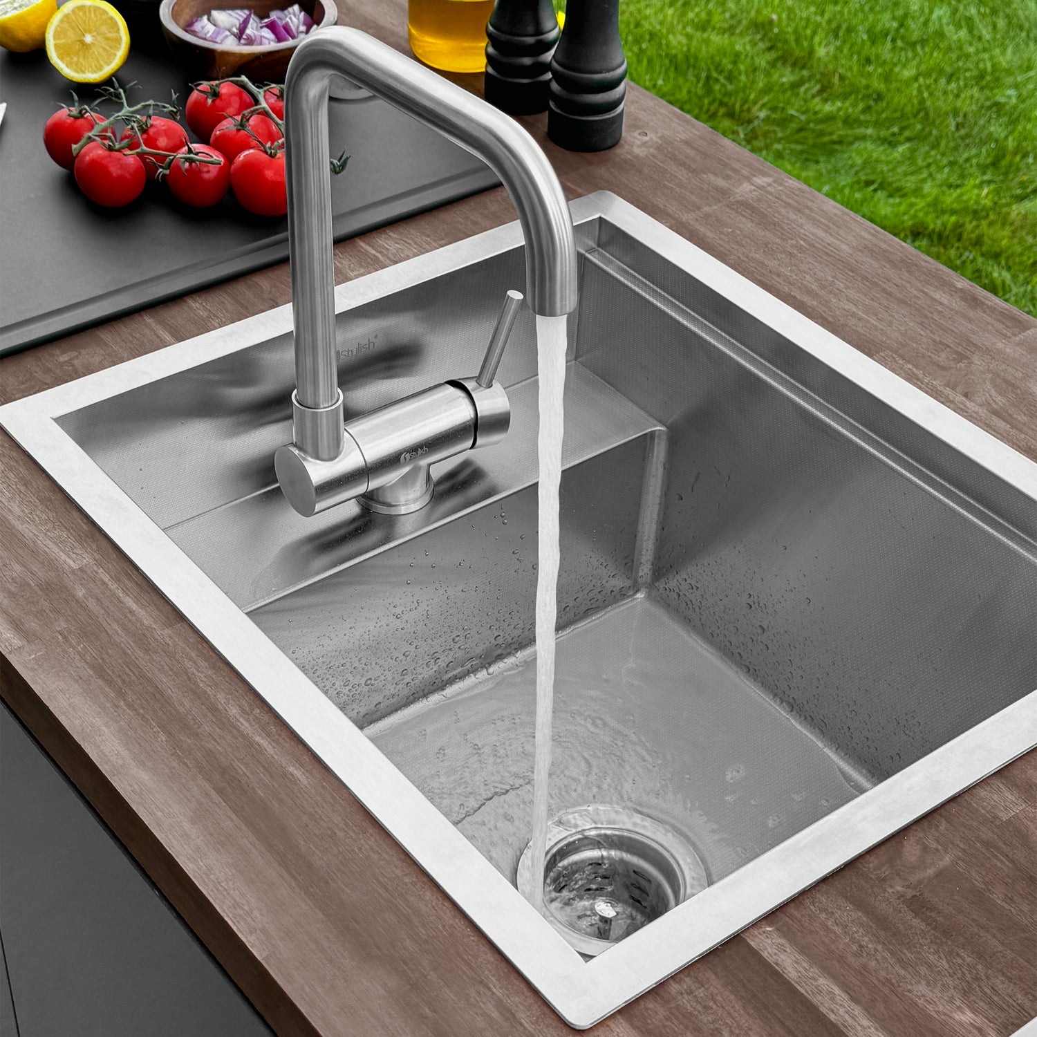 Concealed Dual Mount 20 inch Utility Sink, 1-Hole Prep Sink Dura-Tek Finish with Faucet.