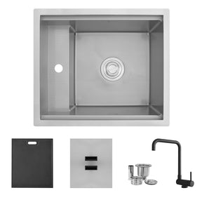Concealed Dual Mount 20 inch Utility Sink, 1-Hole Prep Sink Dura-Tek Finish with Faucet