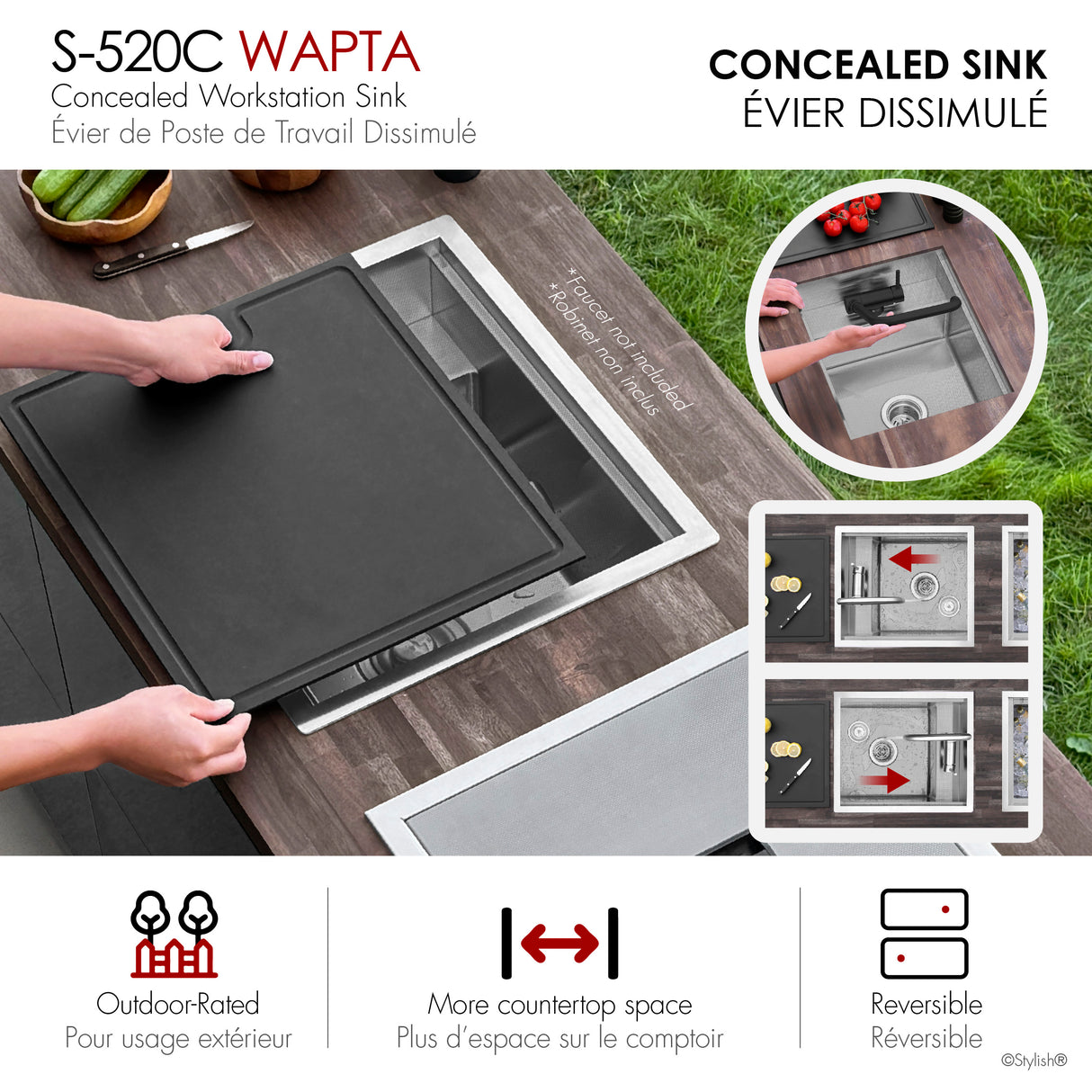 Concealed Dual Mount 20 inches Utility Sink, 1-Hole Prep Sink with Dura-Tek