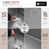 Concealed Dual Mount 20 inches Utility Sink, 1-Hole Prep Sink with Dura-Tek