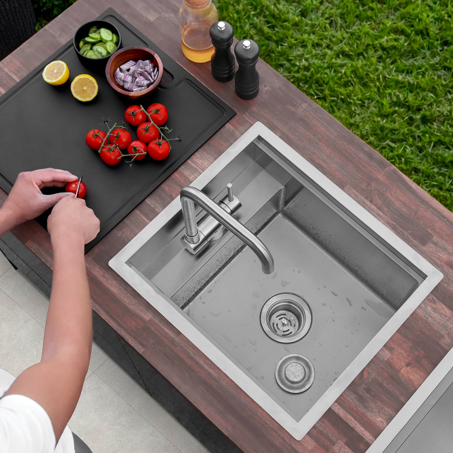 Concealed Dual Mount 20 inches Utility Sink, 1-Hole Prep Sink with Dura-Tek