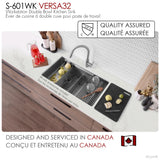Undermount 32 inch Double Bowl Workstation Sink with Accesories