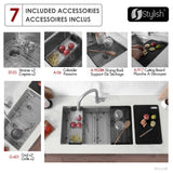 Undermount 32 inch Double Bowl Workstation Sink with Accesories