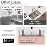 Undermount 32 inch Double Bowl Workstation Sink with Accesories