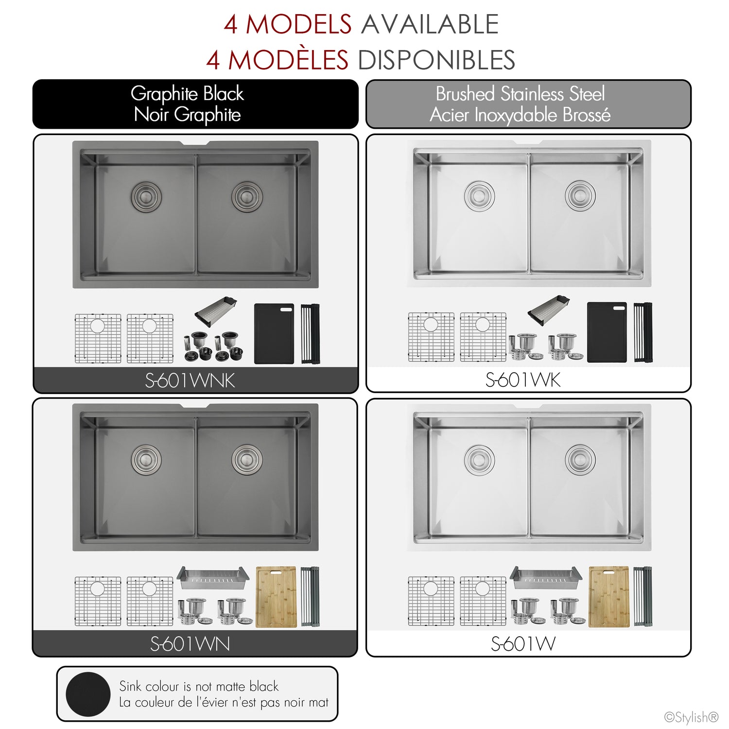 Undermount 32 inch Double Bowl Workstation Sink with Accesories