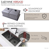 Undermount 32 inch Double Bowl Workstation Sink with Accesories