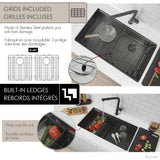 Undermount 32 inch Double Bowl Workstation Sink with Accesories