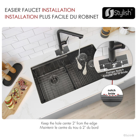 Undermount 32 inch Double Bowl Workstation Sink with Accesories
