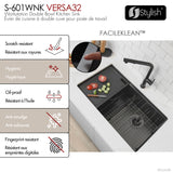 Undermount 32 inch Double Bowl Workstation Sink with Accesories