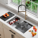 Undermount 30 inches Single Bowl Workstation Kitchen Sink with Accessories