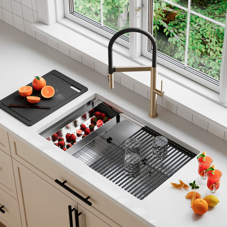 Undermount 30 inches Single Bowl Workstation Kitchen Sink with Accessories