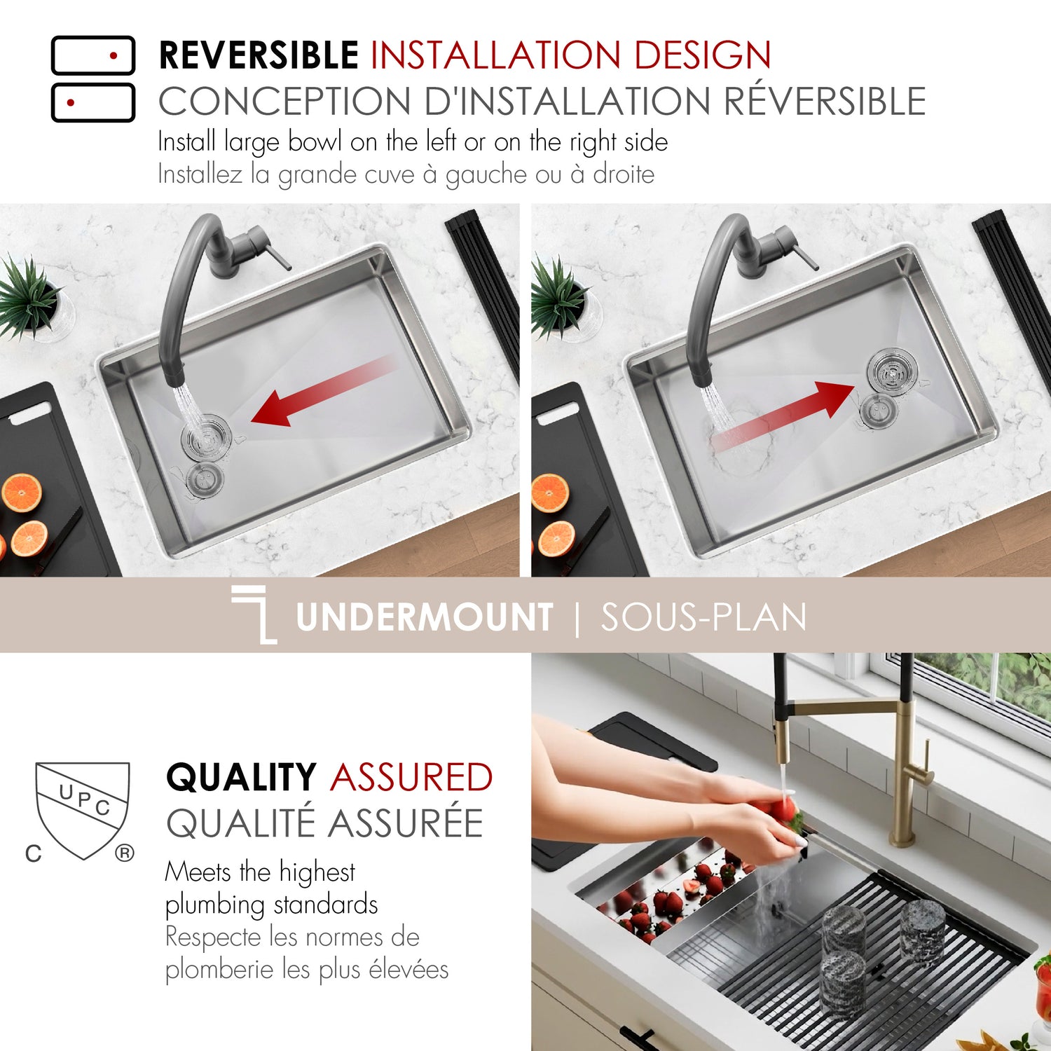 Undermount 30 inches Single Bowl Workstation Kitchen Sink with Accessories
