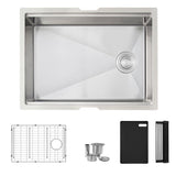 Undermount 25 inch Single Bowl Workstation Kitchen Sink with Accessories