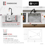 Undermount 25 inch Single Bowl Workstation Kitchen Sink with Accessories