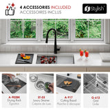 Undermount 25 inch Single Bowl Workstation Kitchen Sink with Accessories