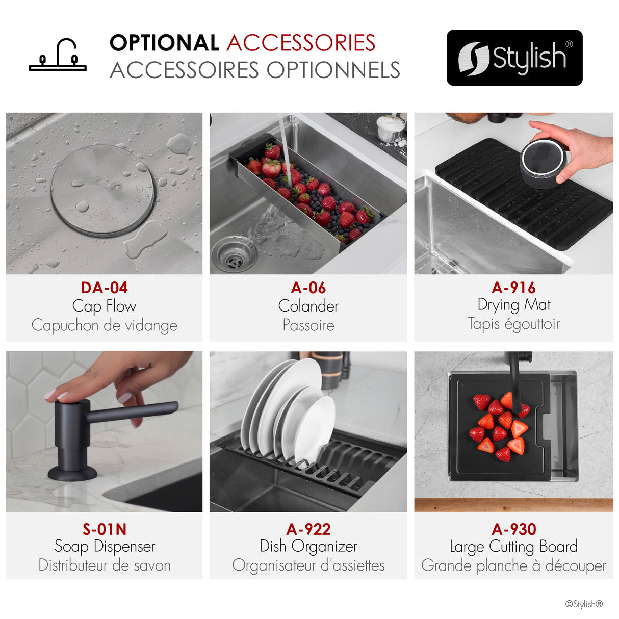 Undermount 25 inch Single Bowl Workstation Kitchen Sink with Accessories